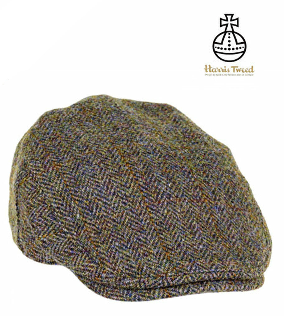 Harris Tweed Highland Flat Cap Green/Brown