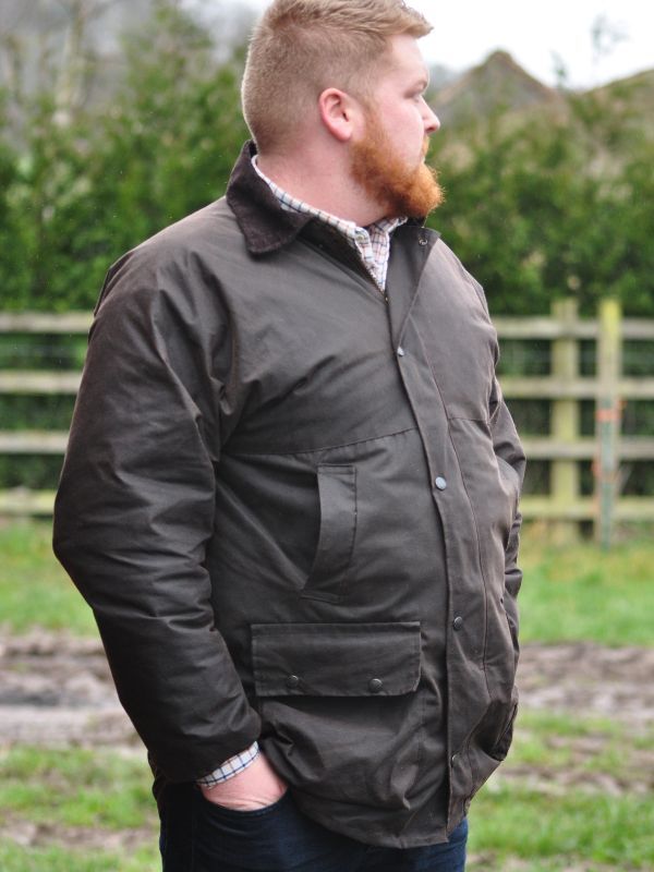 Farmer wearing the Game Wax Jacket