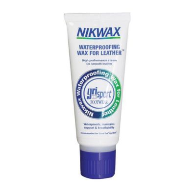 Nikwax waterproofing wax for leather Grisport walking boots to help keep feet dry in wet conditions