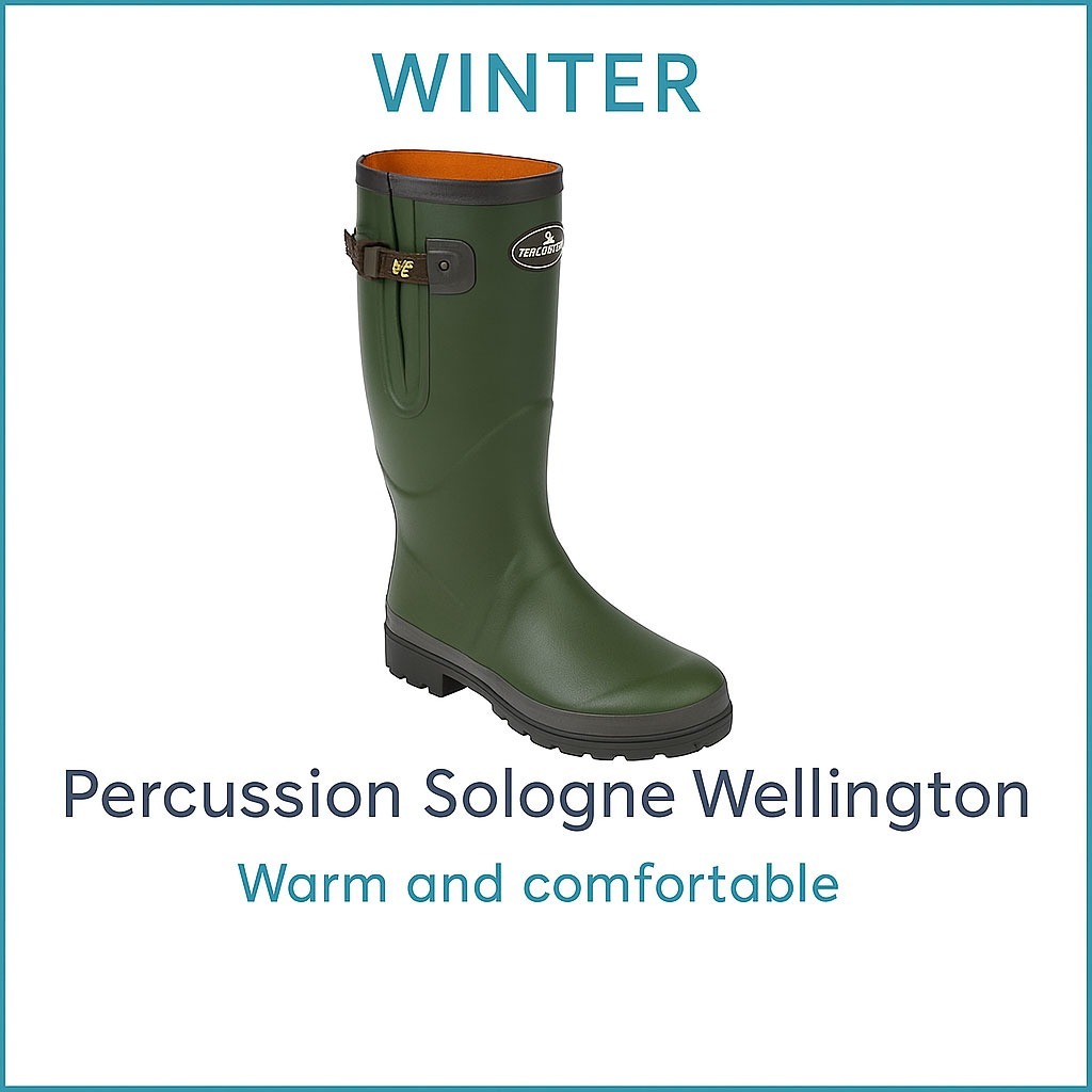 Percussion Sologne wellington boots for winter wet conditions