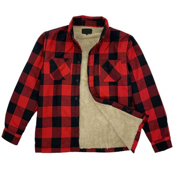 Red check lumberjack shirt with sherpa fleece lining