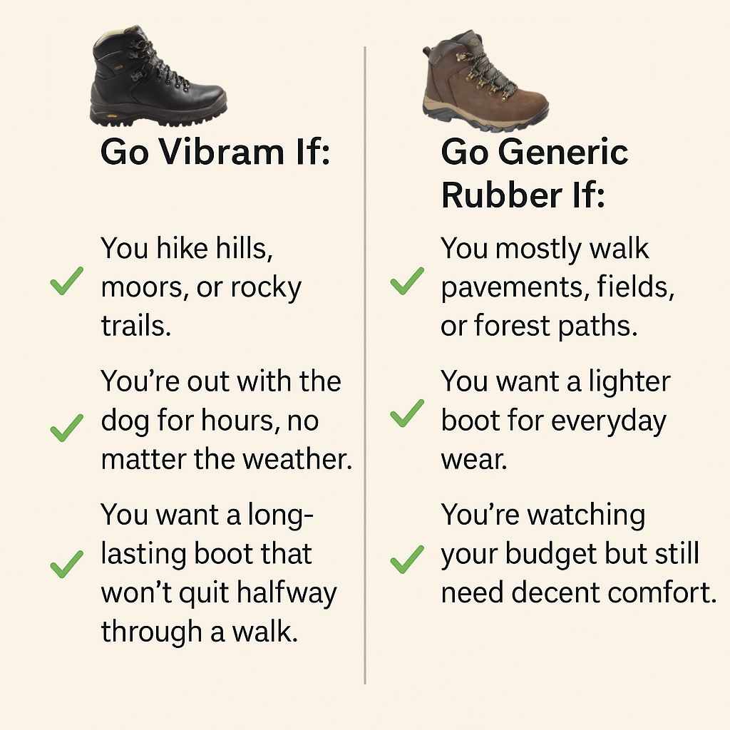 Infographic showing difference between Vibram and Rubber sole unit